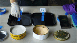 同一時間使用蜜蠟250的模具在差不多2秒后就掉落在桌面上，但使用常規蠟的模具還是牢牢地穩固貼在模具上，附著力十分強，由此可見使用蜜蠟250的脫膜效果更勝一籌。